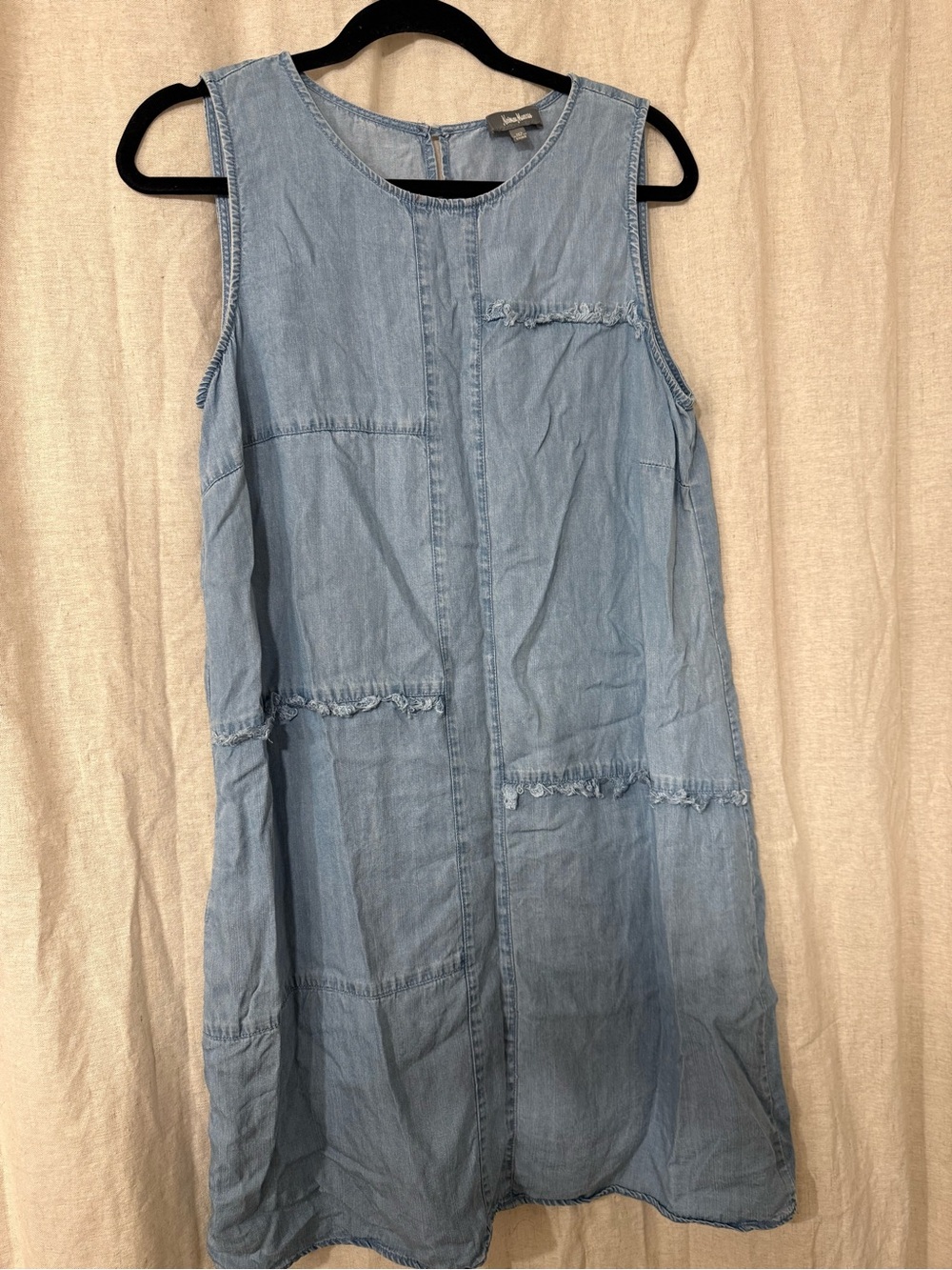 Neiman Marcus Light Blue Denim Sleeveless Shift Dress